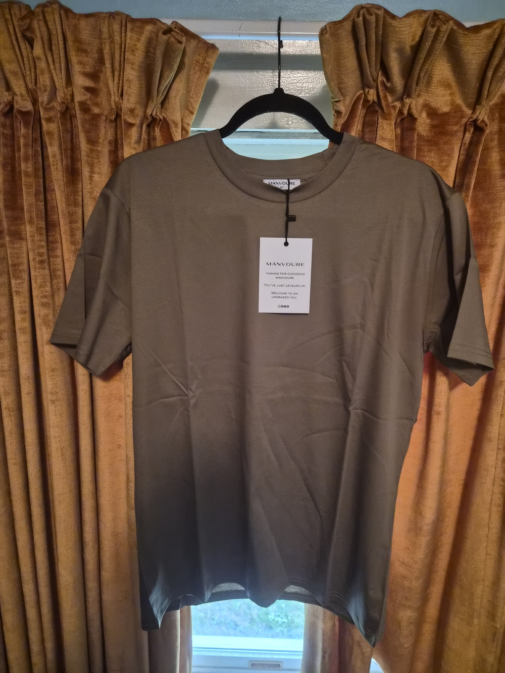 MANVOURE Men's Olive Crew Neck T-Shirt